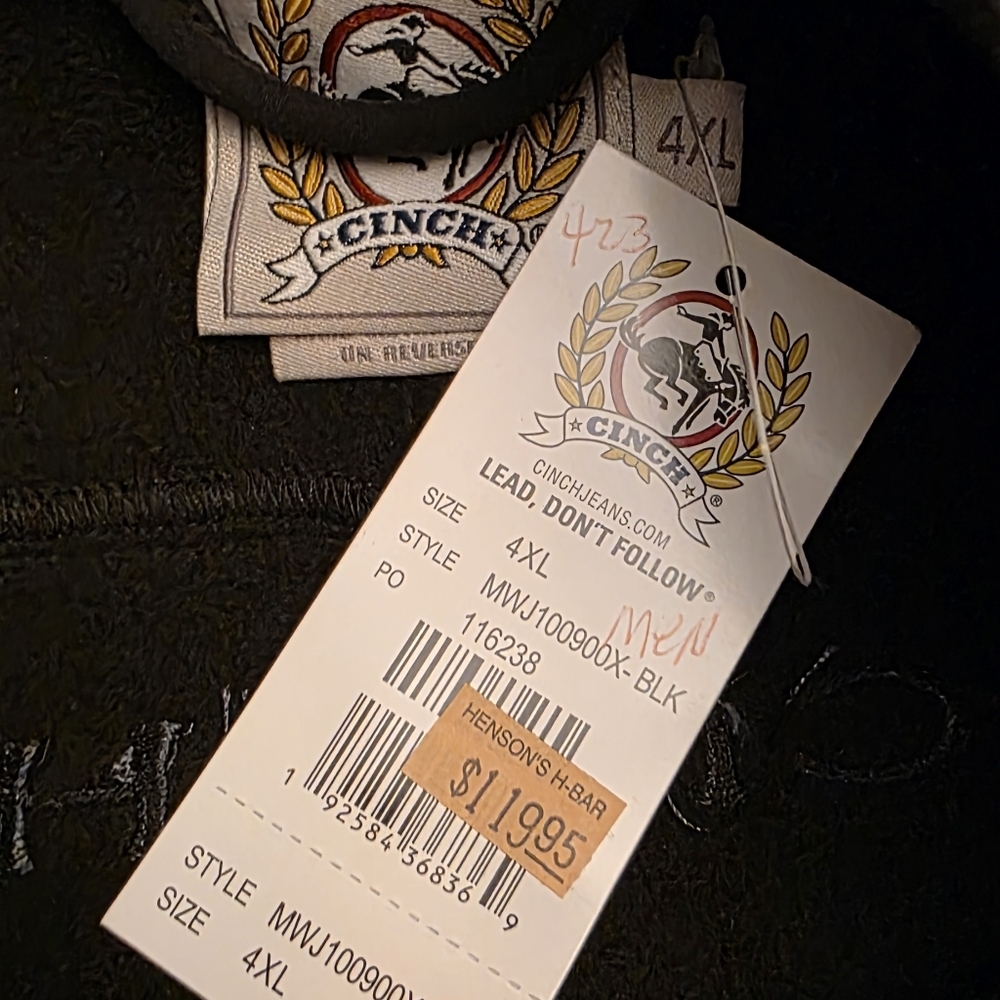 NWT Cinch Men's Black 4xl Performance Jacket - Picture 3 of 4